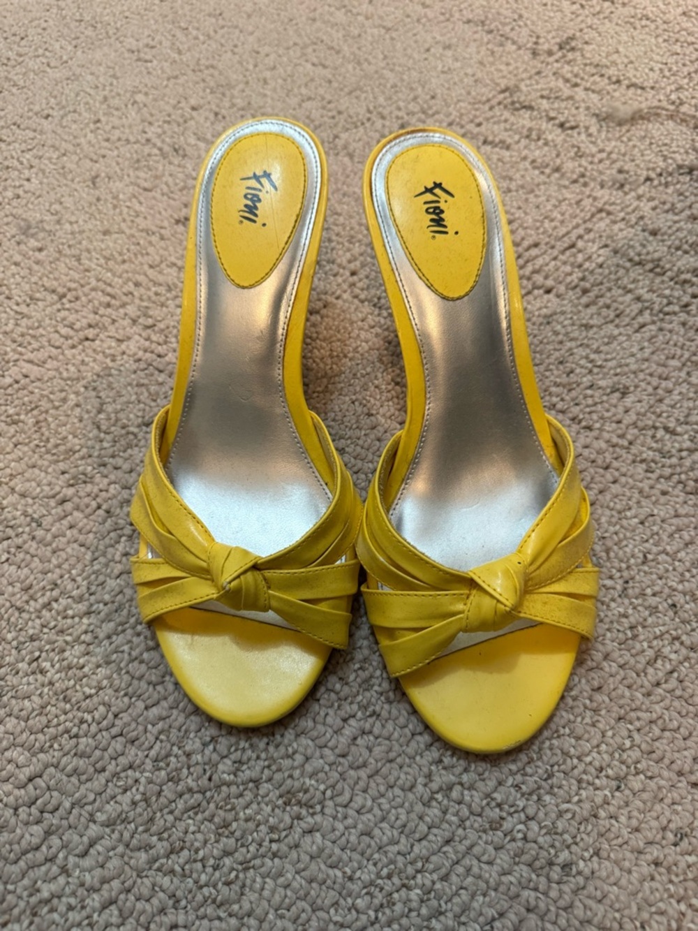 FIONI Clothing Bright Yellow Knot-Front Slide Mules